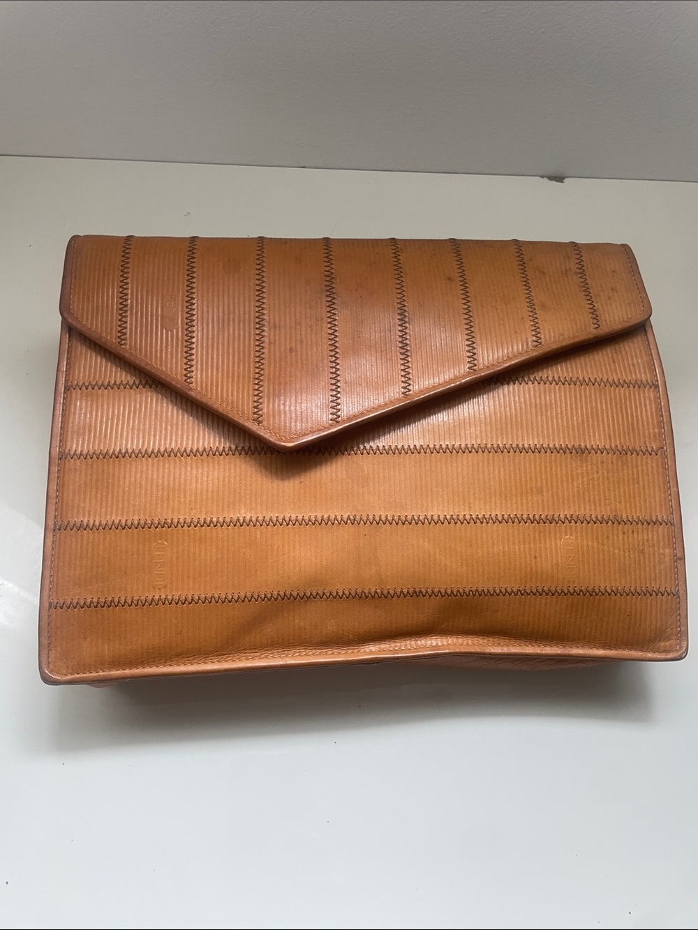 Fendi Brown and Black Leather Trim Logo-Print Interior Bag no strap